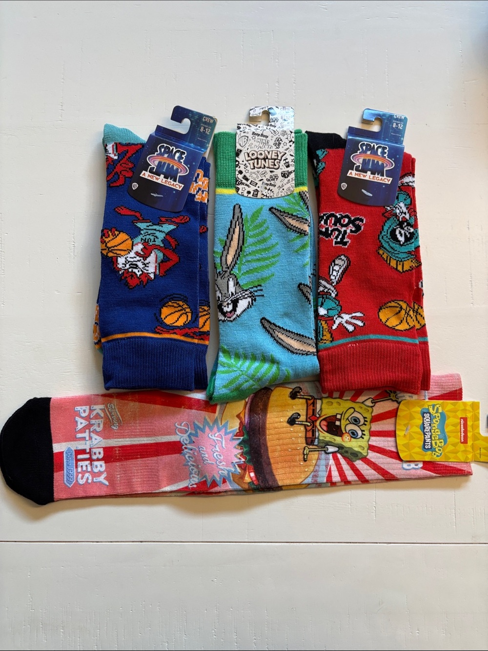 Looney Tunes & SpongeBob Men's Socks - Blue, Light Blue, Red, Pink